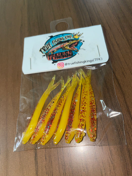 2in Minnow yellow/red hologram flake